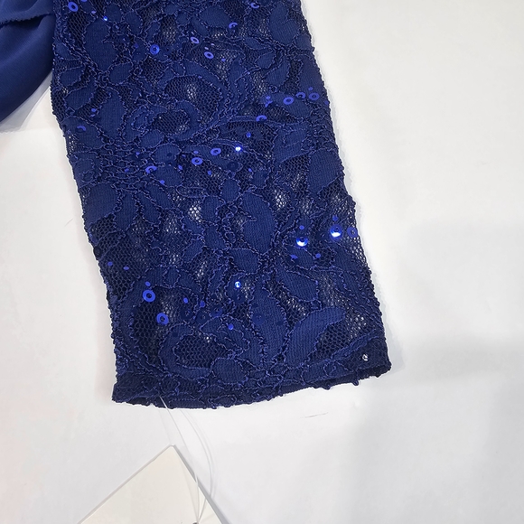 Alex Evenings Electric Blue Lace Tiered Womens Dress Sz 8 Petite - Picture 12 of 13